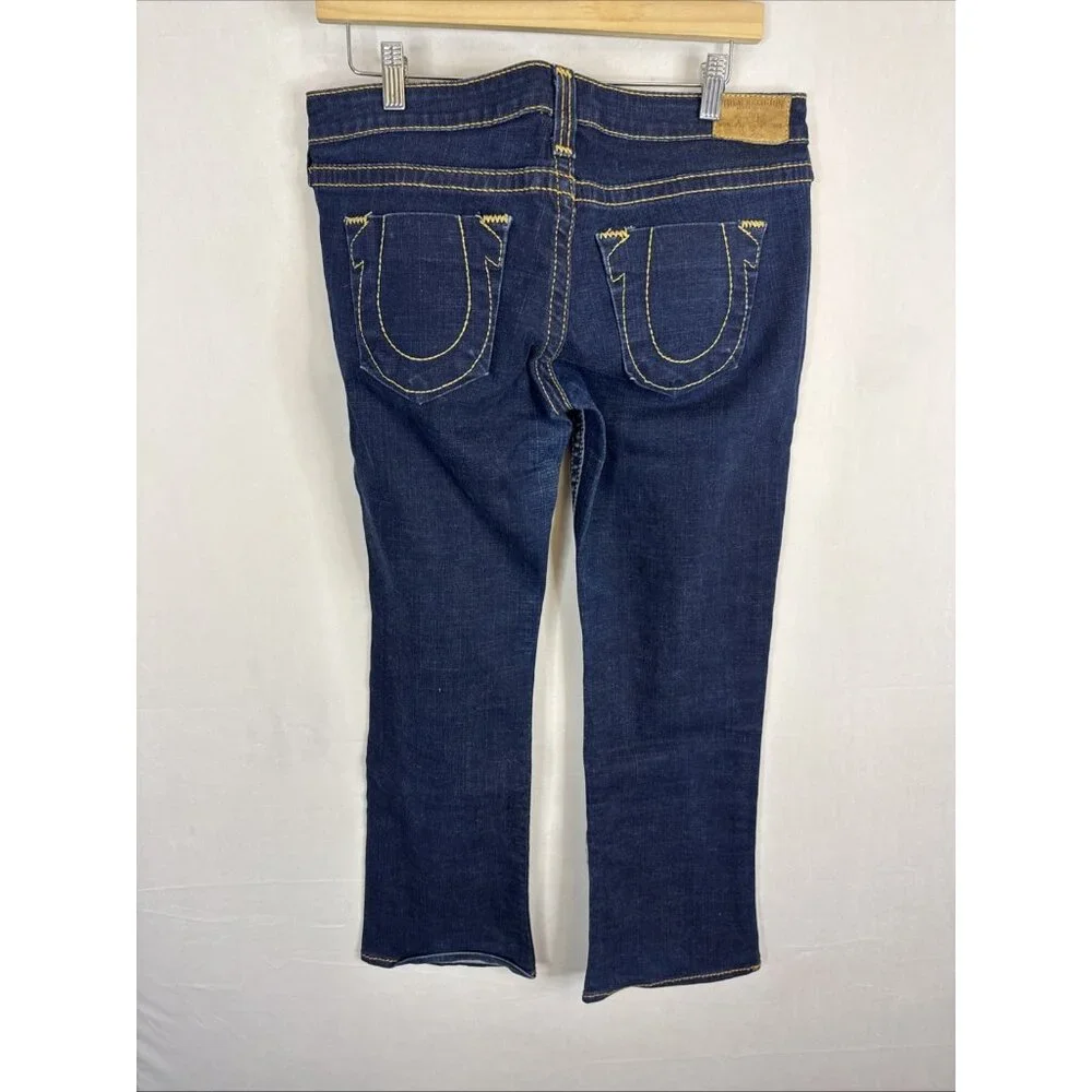 True Religion Womens 31x30 Dark Wash Bootcut Jeans Contrast Stitch USA - Picture 6 of 10